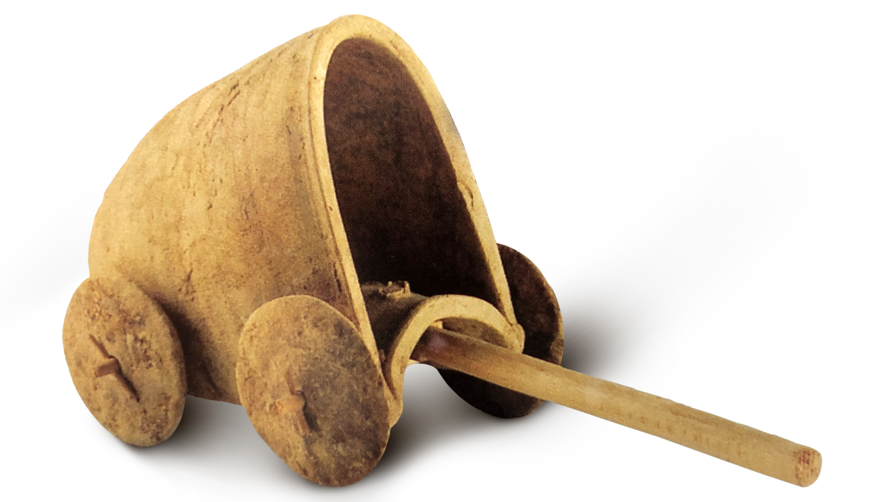 Terracotta wagon toy, 16 x 13 x 12 cm, model of a two-wheeled cart. Provenance unknown, Syria, c.2500 BC. National Museum of Damascus, inv. 6089.